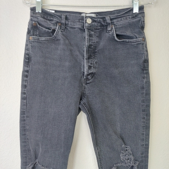 Agolde Nico Cassette  Distressed Black Button Fly Jeans Size 29 - Picture 2 of 13